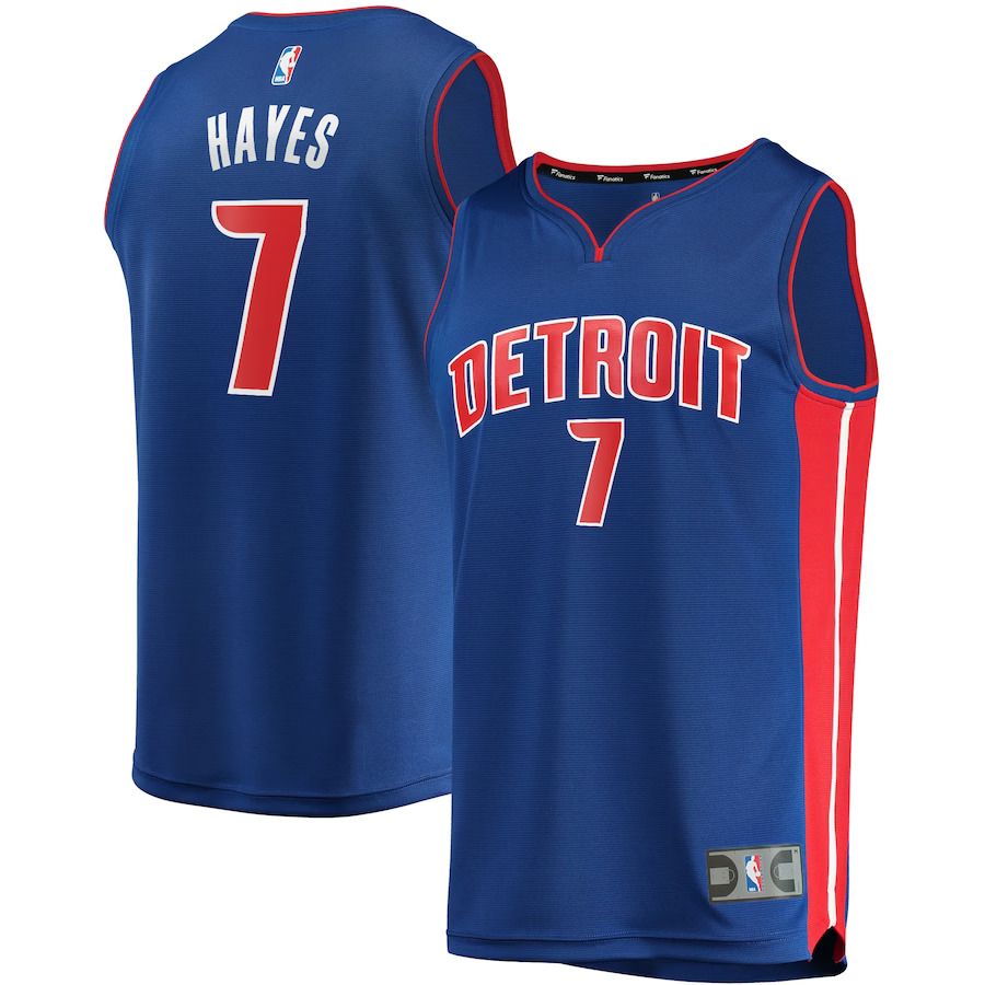 Men Detroit Pistons 7 Killian Hayes Fanatics Branded Blue Fast Break Replica NBA Jersey